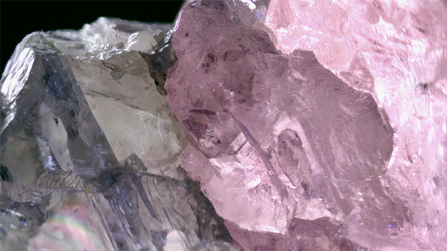 The GIA laboratory in Botswana examined an extraordinary pink-and-colorless bicolor rough diamond