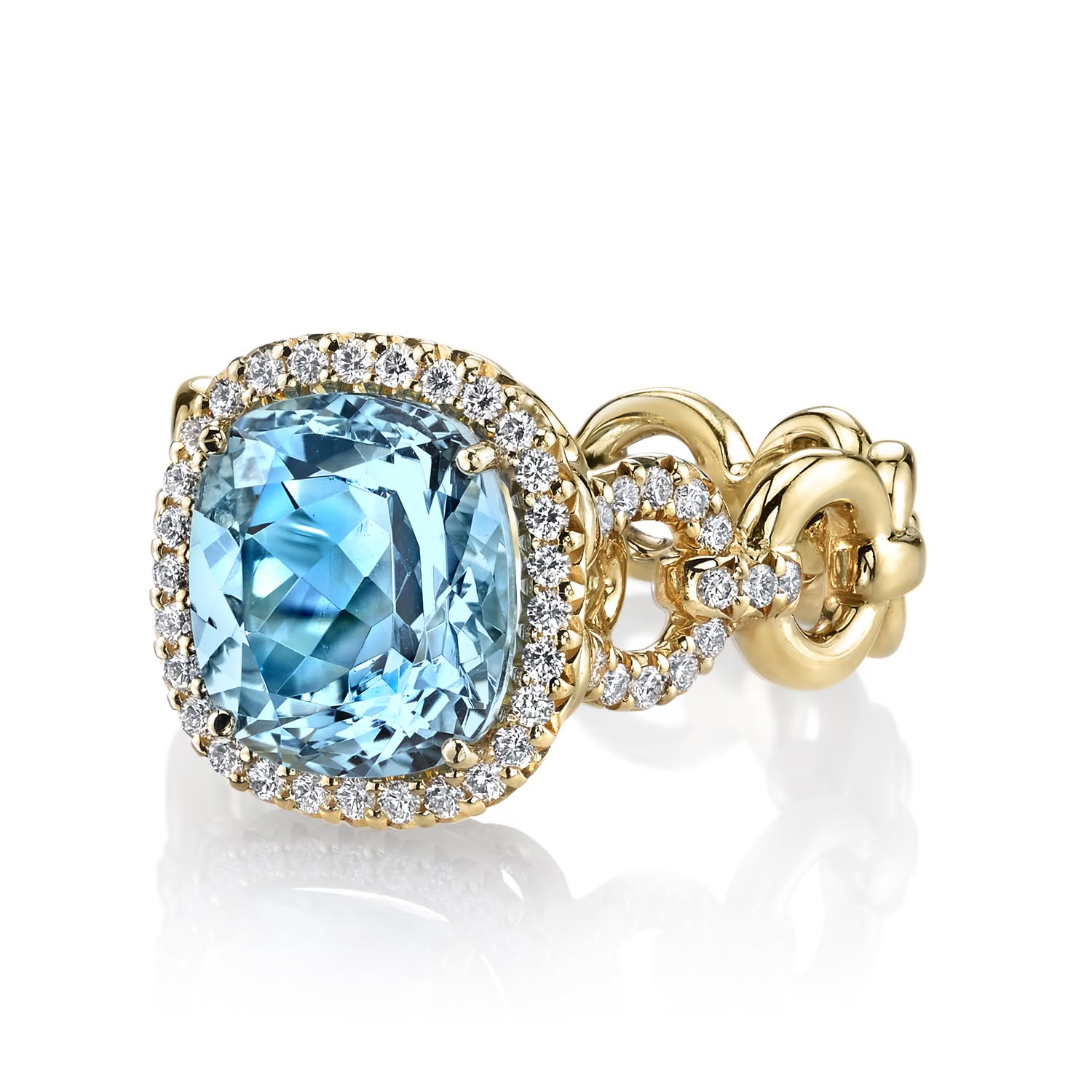 Aquamarine and Diamond Buckle Ring by Erica Courtney – by Renée Newman